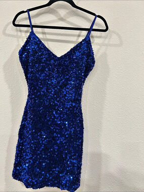 Blue Sequin Mini Dress Like New